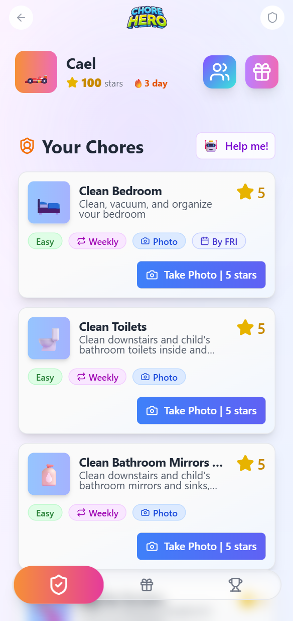 Parent and children planning household tasks together